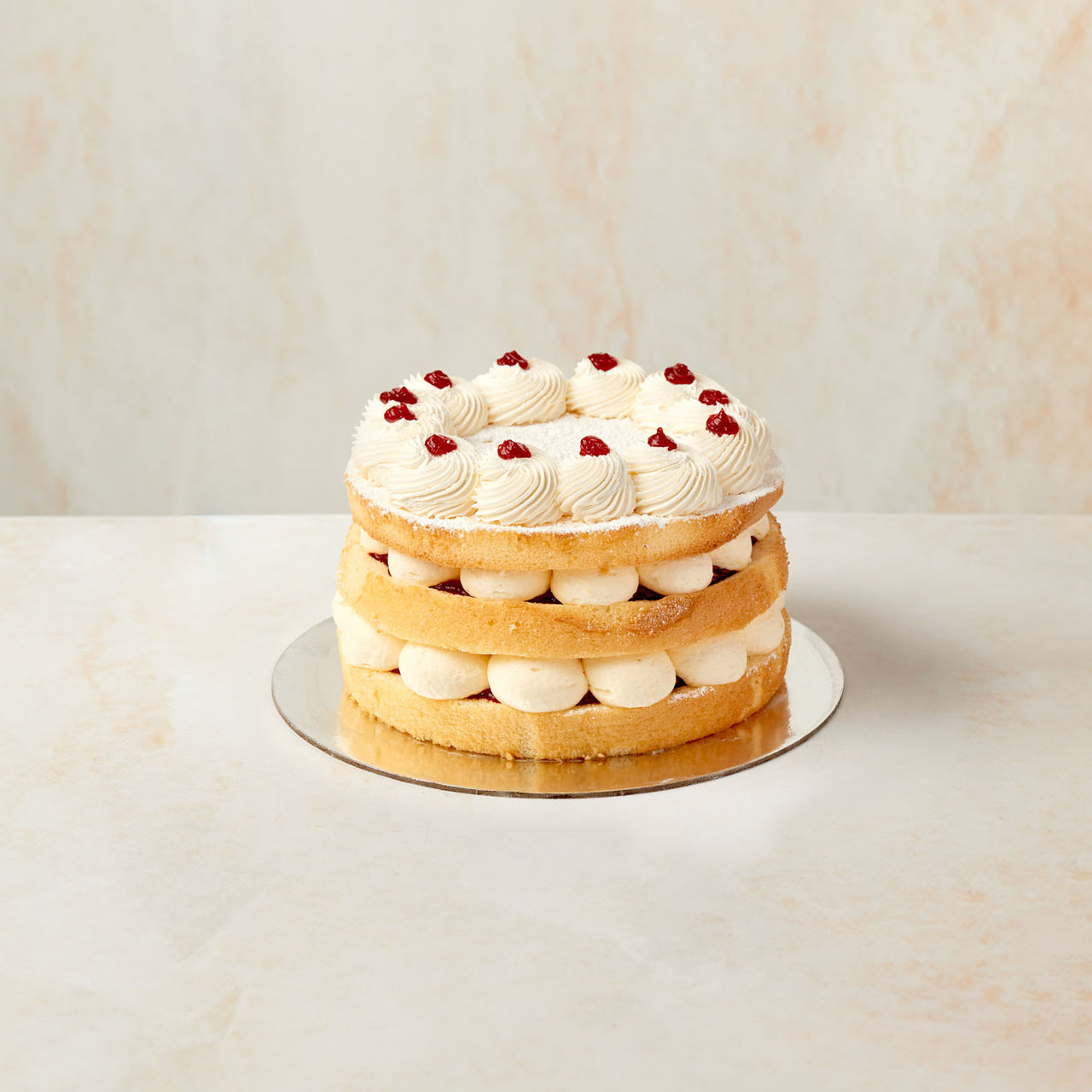 Sponge Cake with Fresh Cream and Jam 6 inch