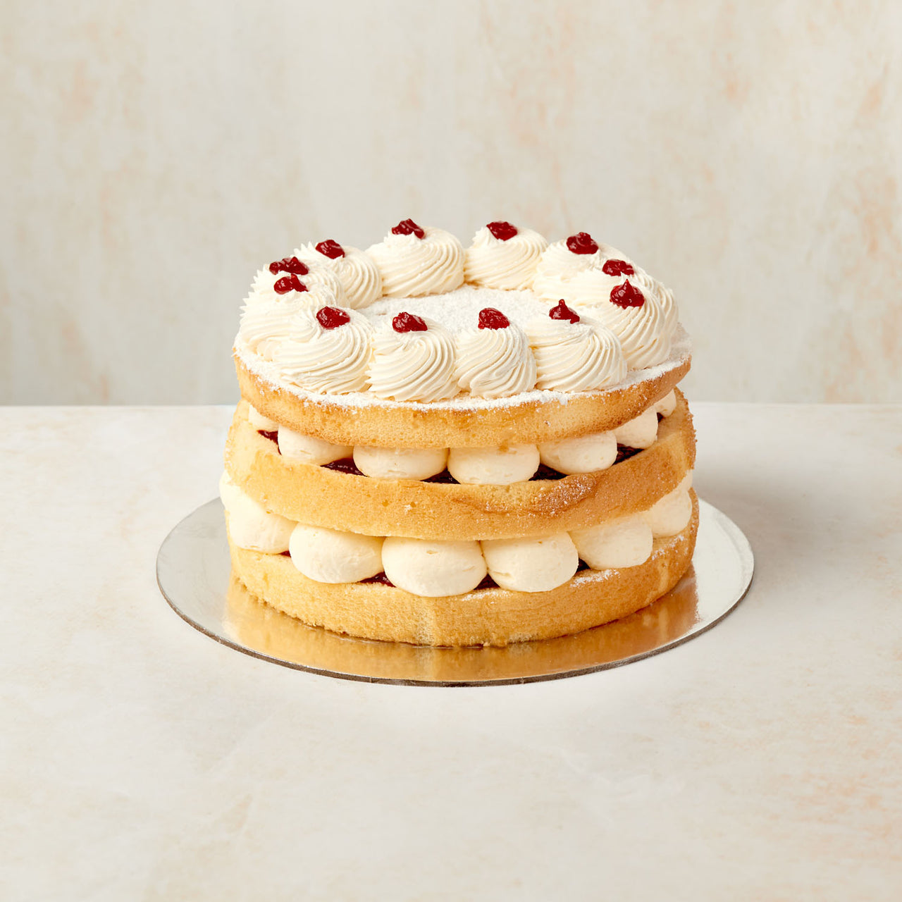 Sponge Cake with Fresh Cream - Jam 8 inch Round